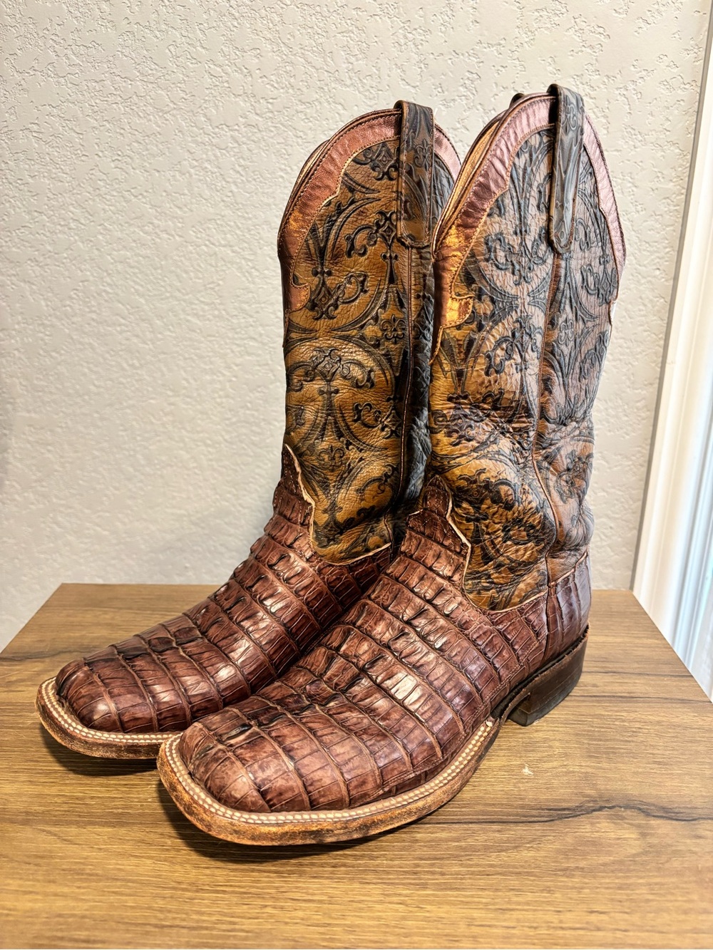 Anderson Bean Hornback Caiman Exotic Cowboy Boots Size 10